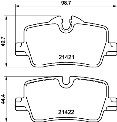 Brake Pad Set, disc brake - 8DB 355 040-681 HELLA