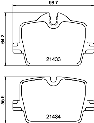 Комплект тормозных колодок, дисковый тормоз - 8DB 355 040-911 HELLA