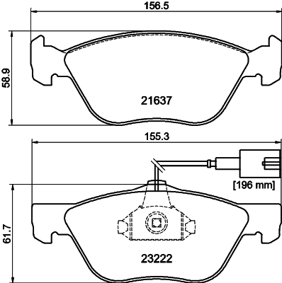 Brake Pad Set, disc brake - 8DB 355 008-611 HELLA