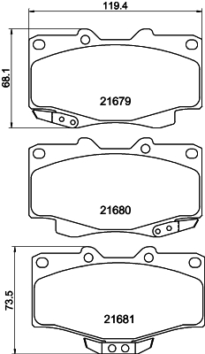 Brake Pad Set, disc brake - 8DB 355 015-351 HELLA