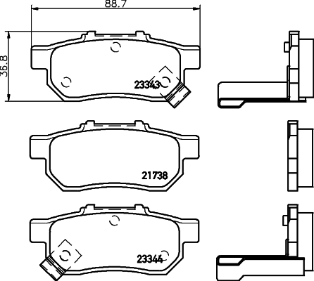 Brake Pad Set, disc brake - 8DB 355 017-151 HELLA