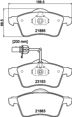 Brake Pad Set, disc brake - 8DB 355 008-931 HELLA
