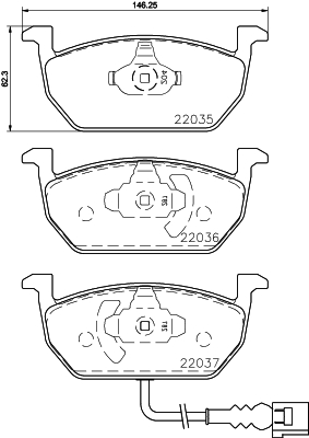 Brake Pad Set, disc brake - 8DB 355 021-951 HELLA