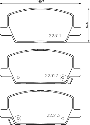 Brake Pad Set, disc brake - 8DB 355 040-001 HELLA
