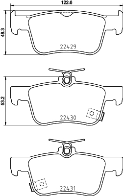 Brake Pad Set, disc brake - 8DB 355 025-251 HELLA