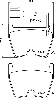 Brake Pad Set, disc brake - 8DB 355 025-171 HELLA