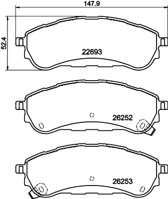 Brake Pad Set, disc brake - 8DB 355 040-751 HELLA