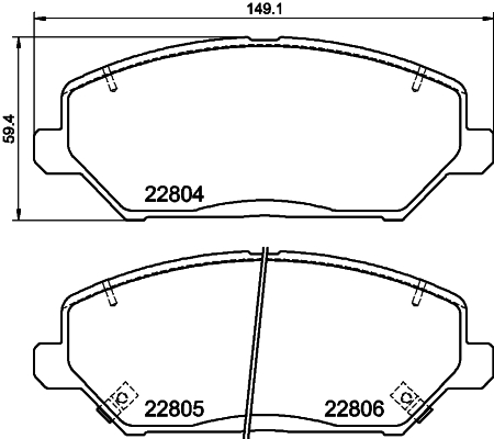 Brake Pad Set, disc brake - 8DB 355 037-881 HELLA