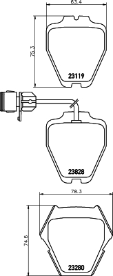 stabdžių trinkelių rinkinys, diskinis stabdys - 8DB 355 008-791 HELLA