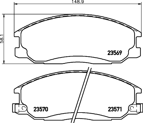 Brake Pad Set, disc brake - 8DB 355 009-991 HELLA