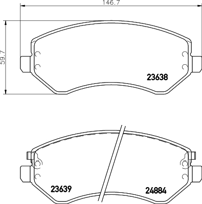 Brake Pad Set, disc brake - 8DB 355 010-051 HELLA