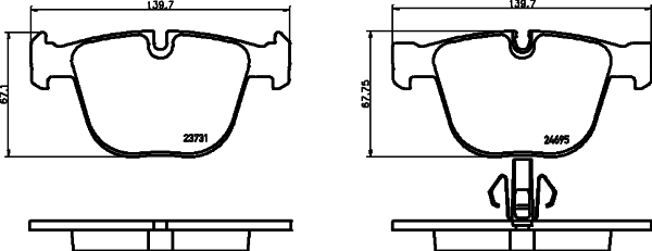Brake Pad Set, disc brake - 8DB 355 014-141 HELLA