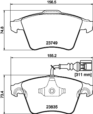 Brake Pad Set, disc brake - 8DB 355 011-621 HELLA