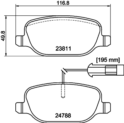 Brake Pad Set, disc brake - 8DB 355 015-571 HELLA
