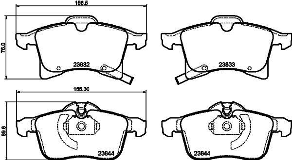 stabdžių trinkelių rinkinys, diskinis stabdys - 8DB 355 009-221 HELLA