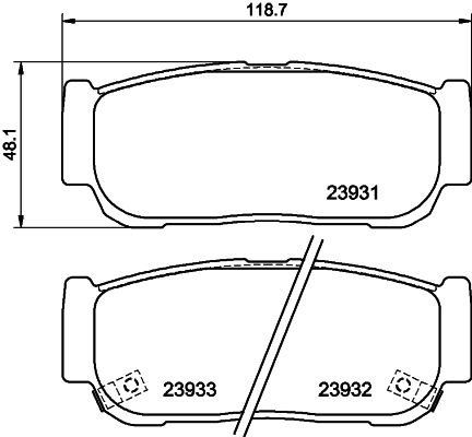 Brake Pad Set, disc brake - 8DB 355 020-221 HELLA