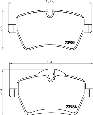 Brake Pad Set, disc brake - 8DB 355 016-041 HELLA