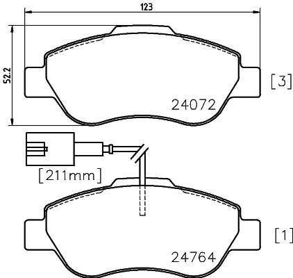 Brake Pad Set, disc brake - 8DB 355 014-471 HELLA