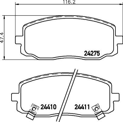 Bremsbelagsatz, Scheibenbremse - 8DB 355 006-571 HELLA