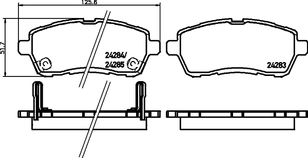 Brake Pad Set, disc brake - 8DB 355 014-001 HELLA