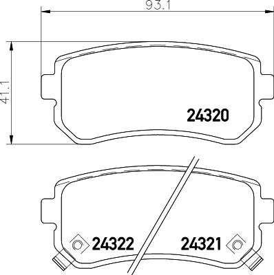 stabdžių trinkelių rinkinys, diskinis stabdys - 8DB 355 006-961 HELLA
