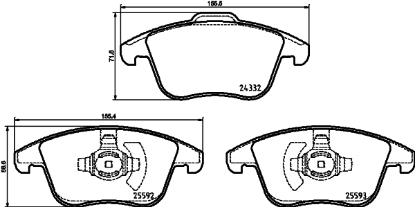 Brake Pad Set, disc brake - 8DB 355 037-781 HELLA
