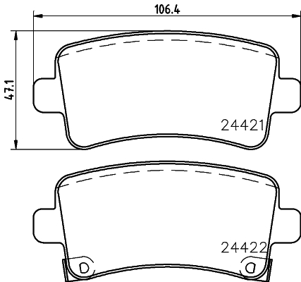 Brake Pad Set, disc brake - 8DB 355 037-651 HELLA