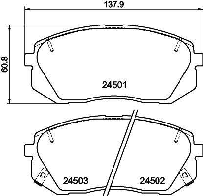 Kit pastiglie freno, Freno a disco - 8DB 355 012-961 HELLA