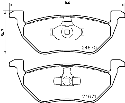 Brake Pad Set, disc brake - 8DB 355 014-951 HELLA