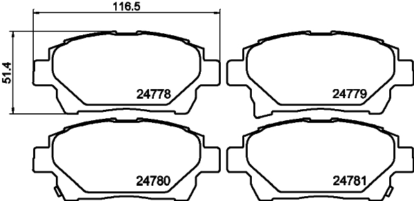 Brake Pad Set, disc brake - 8DB 355 014-601 HELLA