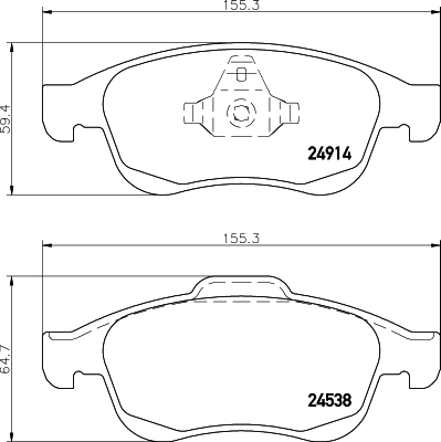 Brake Pad Set, disc brake - 8DB 355 014-791 HELLA