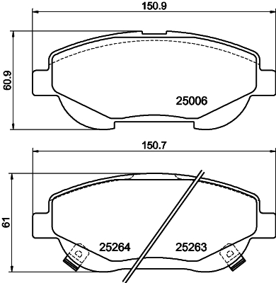 Brake Pad Set, disc brake - 8DB 355 015-691 HELLA