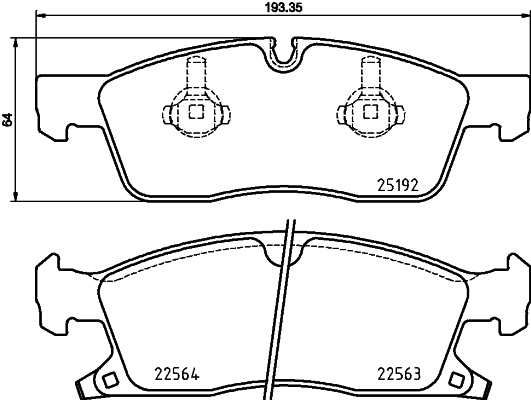 stabdžių trinkelių rinkinys, diskinis stabdys - 8DB 355 025-541 HELLA
