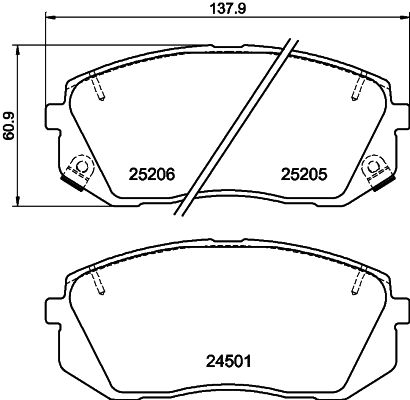 Комплект тормозных колодок, дисковый тормоз - 8DB 355 025-981 HELLA
