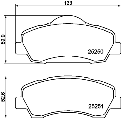 Brake Pad Set, disc brake - 8DB 355 020-771 HELLA