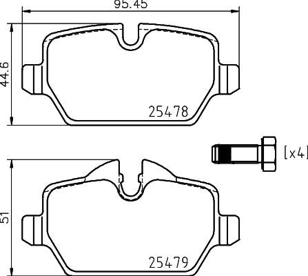 Brake Pad Set, disc brake - 8DB 355 020-111 HELLA