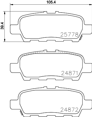 Brake Pad Set, disc brake - 8DB 355 020-401 HELLA