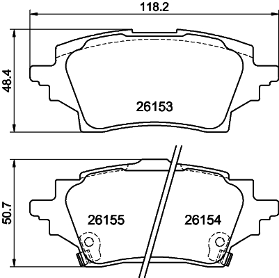 Brake Pad Set, disc brake - 8DB 355 040-221 HELLA