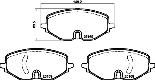 Комплект тормозных колодок, дисковый тормоз - 8DB 355 040-801 HELLA
