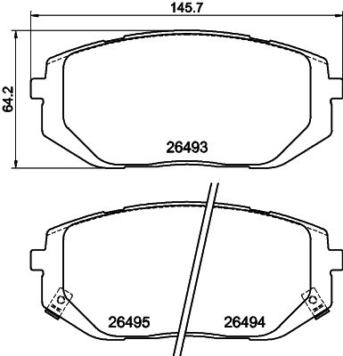 Комплект тормозных колодок, дисковый тормоз - 8DB 355 043-641 HELLA