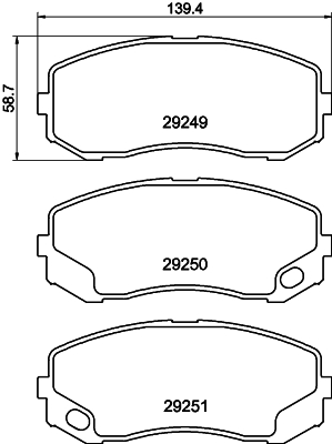 Brake Pad Set, disc brake - 8DB 355 005-581 HELLA