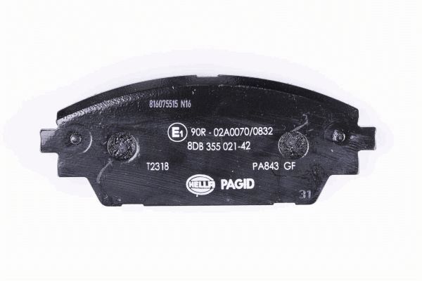 Комплект тормозных колодок, дисковый тормоз - 8DB 355 021-421 HELLA