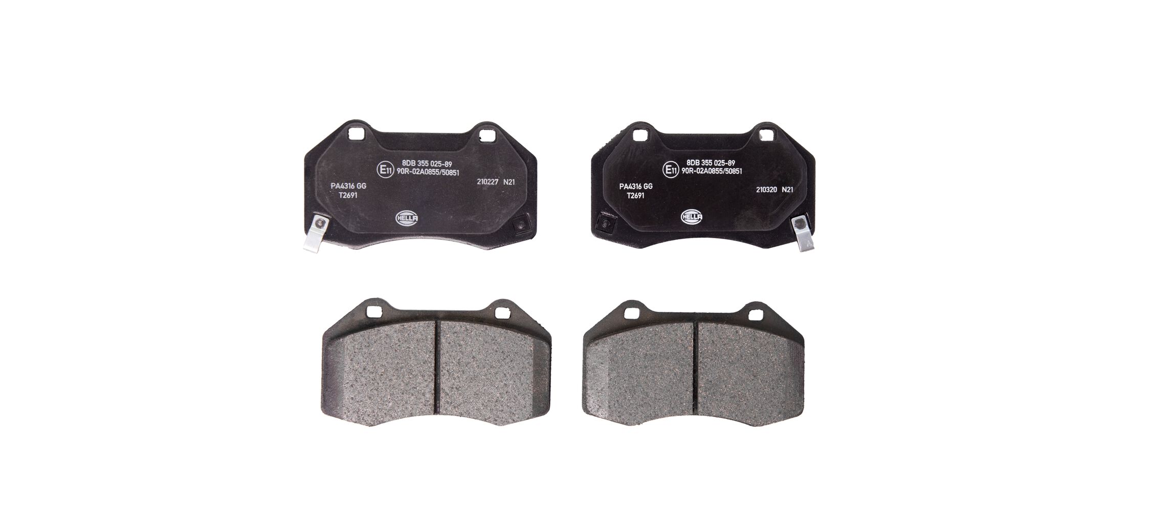 stabdžių trinkelių rinkinys, diskinis stabdys - 8DB 355 025-891 HELLA