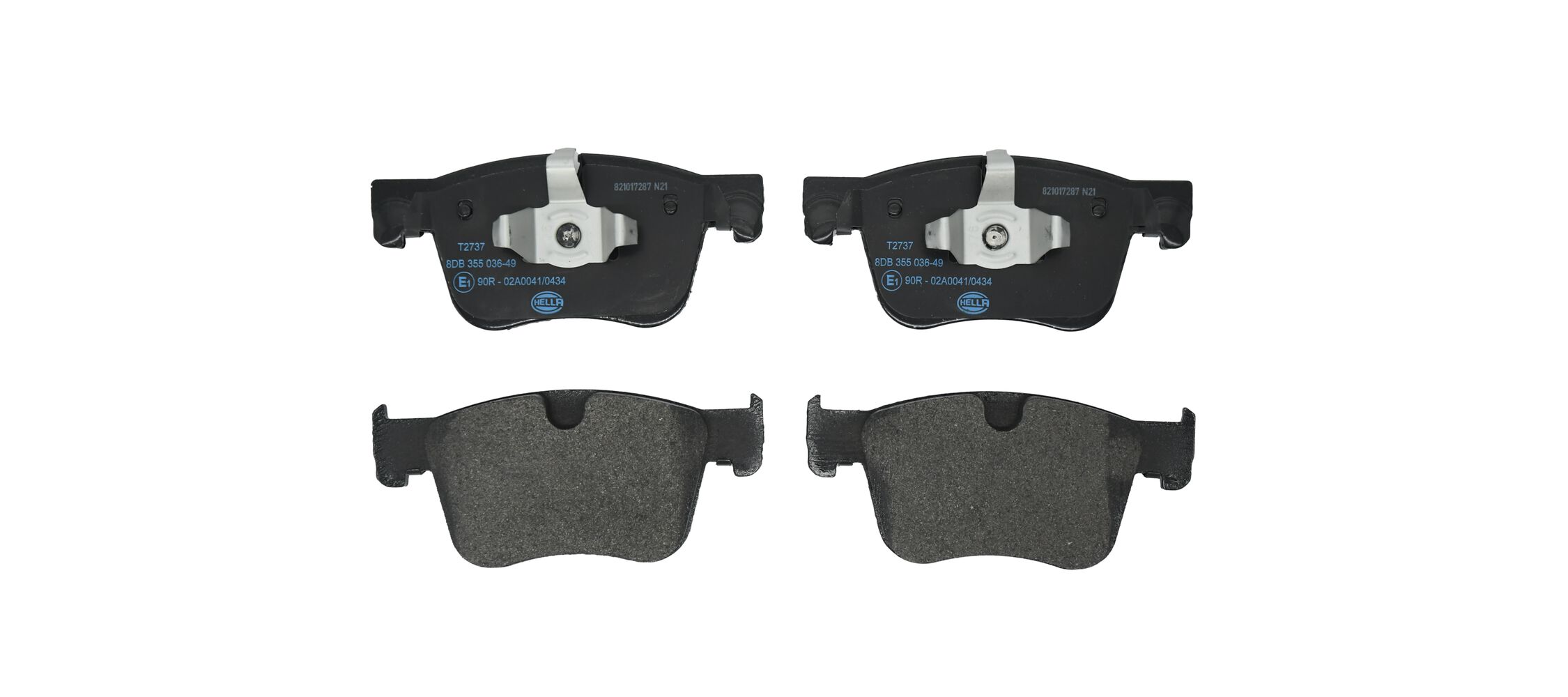Комплект тормозных колодок, дисковый тормоз - 8DB 355 036-491 HELLA