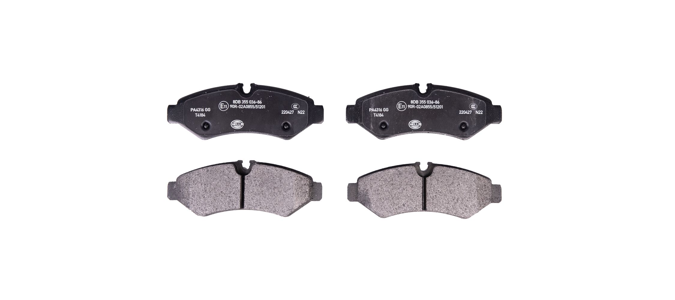 Комплект тормозных колодок, дисковый тормоз - 8DB 355 036-861 HELLA