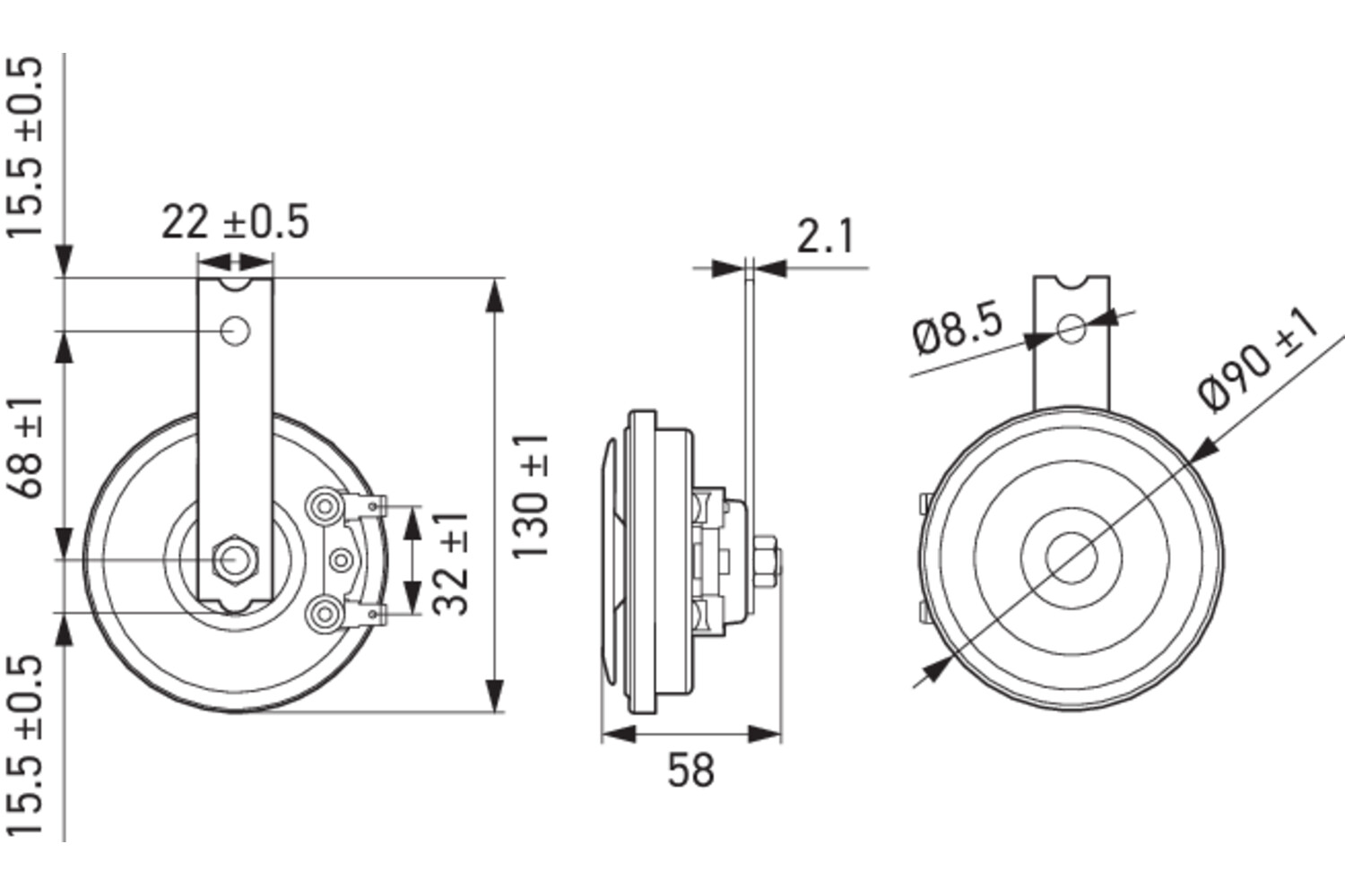 Air Horn - 3AL 922 000-951 HELLA