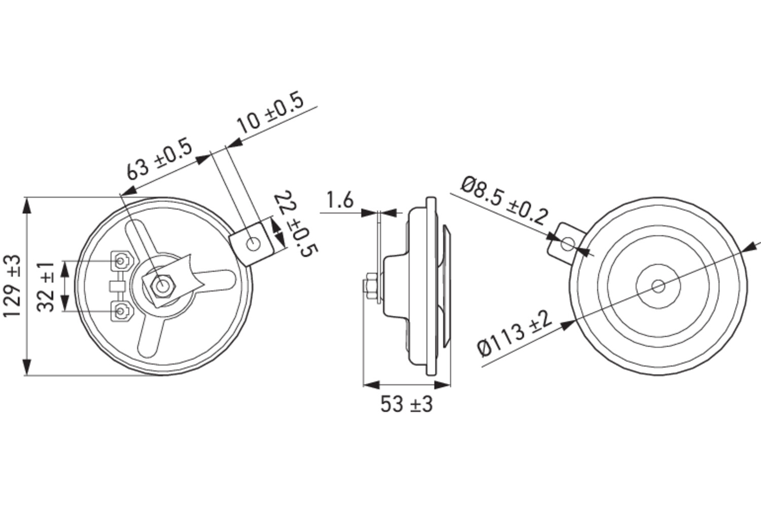 Air Horn - 3BA 002 768-082 HELLA