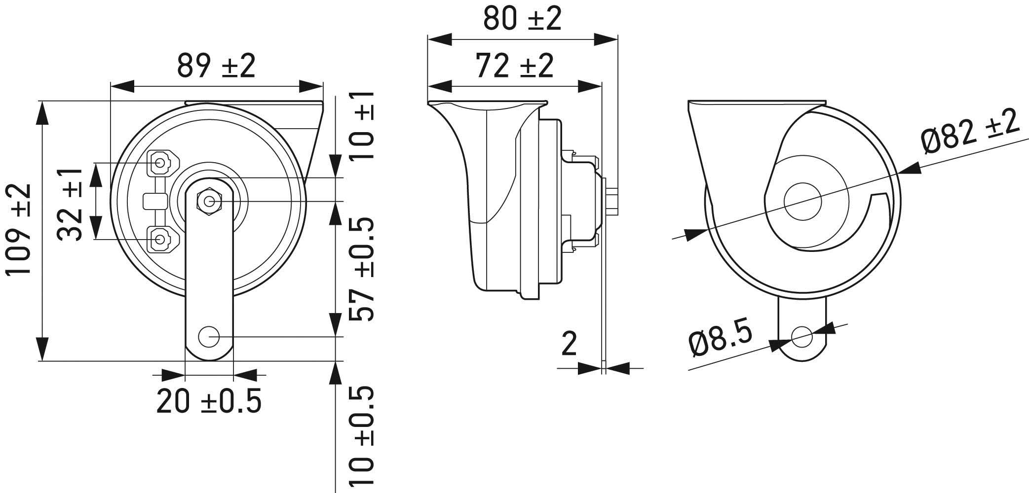 Fanfare Horn - 3FH 007 424-801 HELLA