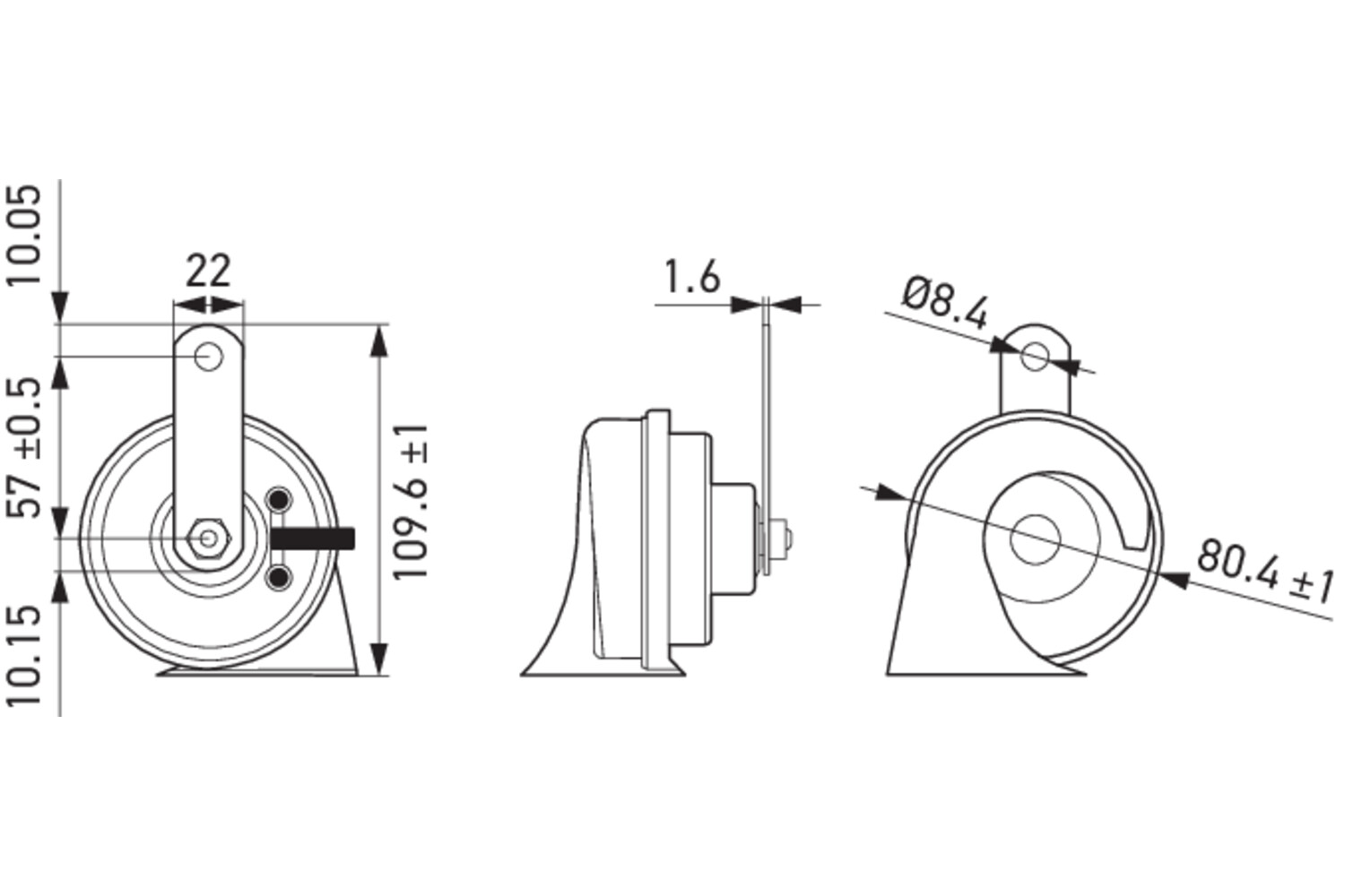 Air Horn - 3FH 012 010-031 HELLA