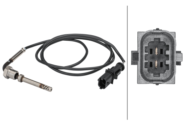 Sensore, Temperatura gas scarico - 6PT 358 181-491 HELLA